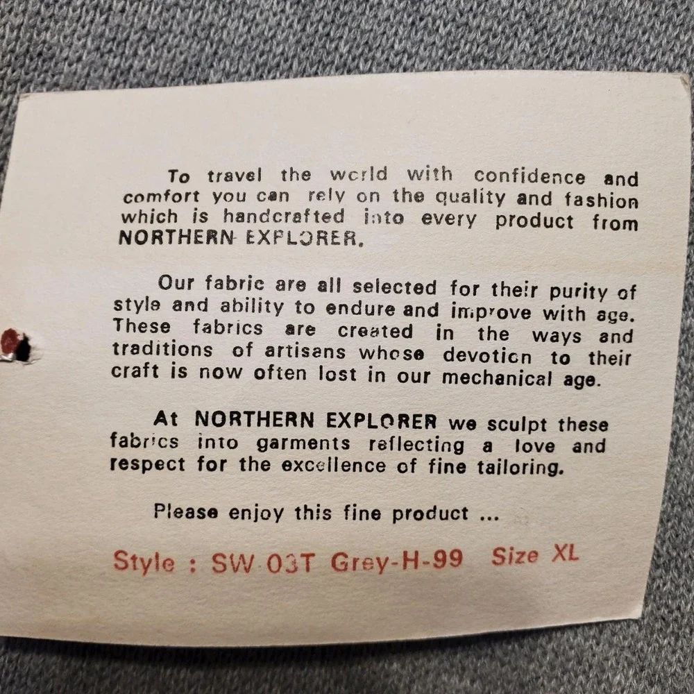 NWT Northern Explorer Sweater Mens‎ XL Gray Cotton V-Neck Knit Pullover Classic